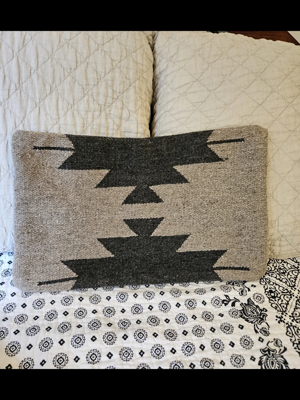 Restoration Hardware RH Teton Merino Wool Geo Lumbar Pillow Aztec Rustic 21x13